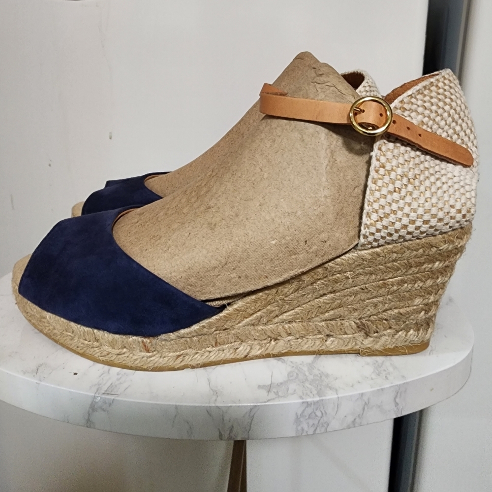 Kanna Navy Blue Wedge Sandals